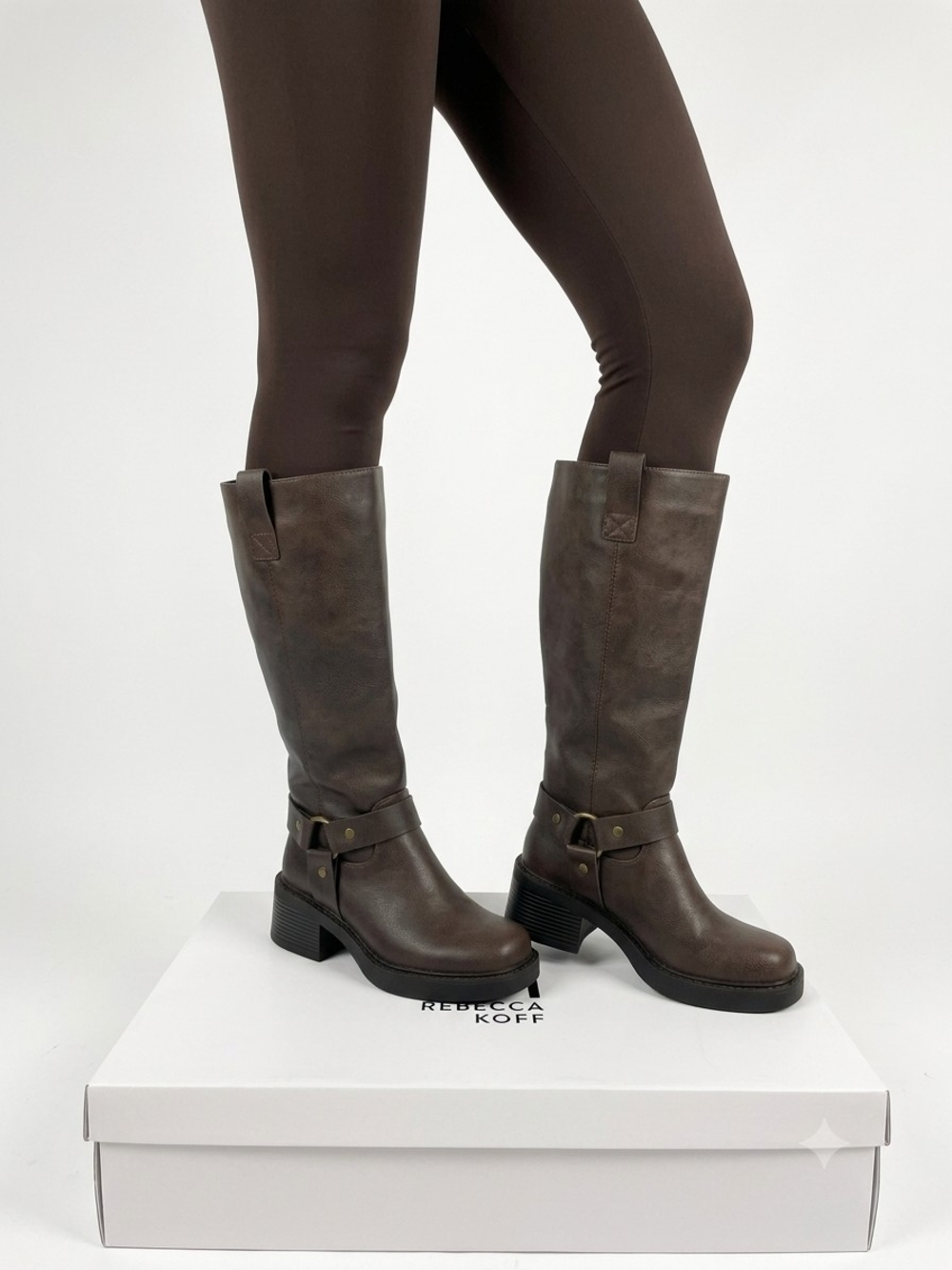 Rebecca Minkoff Size 6.5 Brown Knee-High Leather Buckle Riding Boots